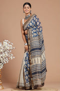 achivali Dark Green Matka Georgette Border Saree