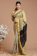 jordar Dark Green Matka Georgette Border Saree